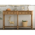 thumbnail image 4 of Table Console Table de Sofa Assemblage Facile avec Deux Tiroirs de Rangement et Tablette Inférieure pour Salon, Entrée (Vieux Pin), 4 of 12