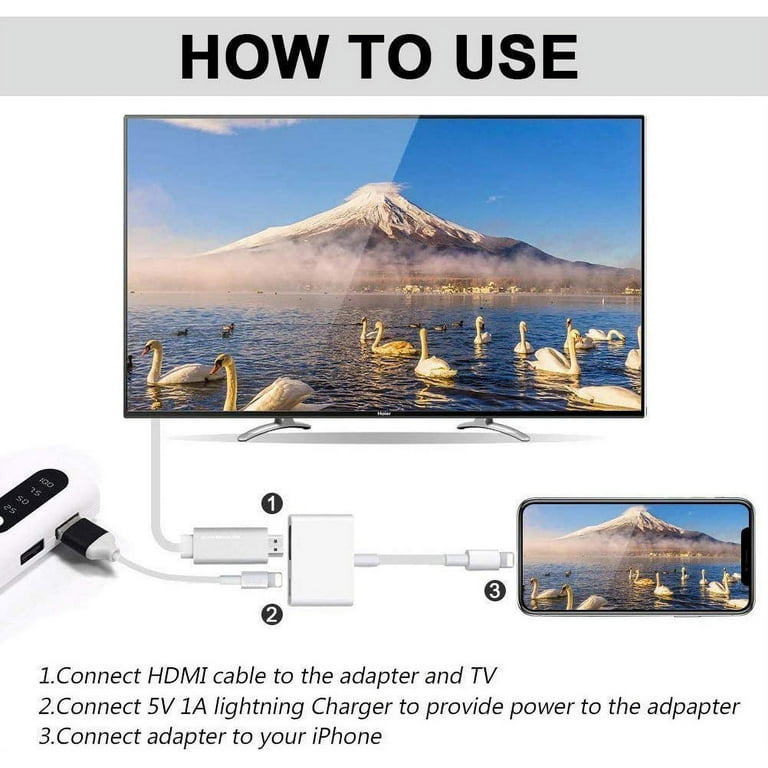 Lightning to HDMI Adapter, (Apple MFi Certified) 1080P Digital AV Adapter  Sync Screen Connector Cable Compatibility with iPhone  13/12/11/X/8/iPad/iPod