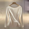 thumbnail image 5 of Fewfanhot Clothes for Women Satin Blouse Cowl Neck Draped Silky Long Sleeve Dressy Tops Fall Trendy Fashion Business Casual Outfit, 5 of 5
