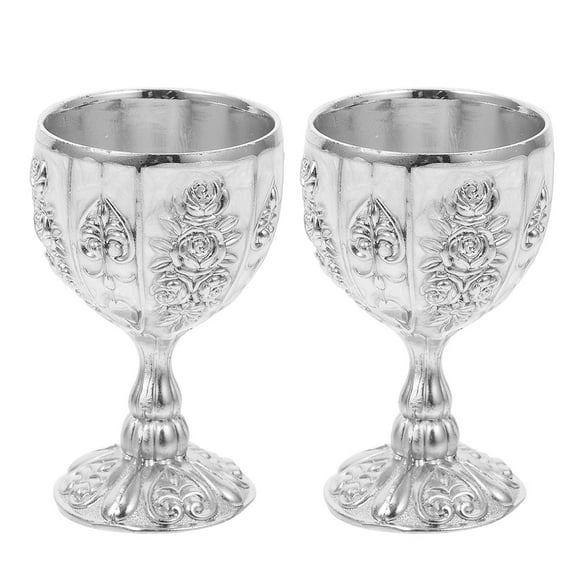 OATIPHO 2Pcs Portable Zinc Alloy Wine Cups Silver for Whisky and Wine