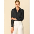 thumbnail image 3 of Camisa de trabajo de manga larga con blusa elegante con cuello en V de oficina para mujer Negro L INSPIRE CHIC Camisa, 3 of 6