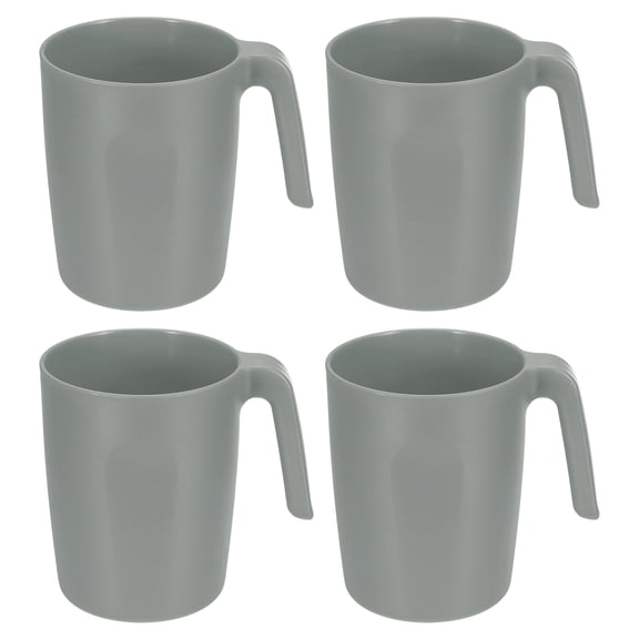 Uxcell Set of 4 Plastic Coffee Mugs, Unbreakable Coffee Mugs, Reusable Safe Drinking Cups with Handle for Tea Milk Kitchen, Gray