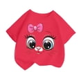 thumbnail image 1 of WEAIXIMIUNG Vêtements Filles 5T Automne Enfants Filles Mignon Imprimé Col Rond Manches Courtes T-Shirt Été Décontracté Mode Ample, 1 of 4