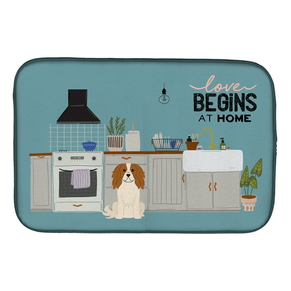 Cavalier Spaniel Kitchen Scene Dish Drying Mat