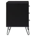 thumbnail image 3 of Side Table with 3 Drawers and Metal Hairpin Legs, Black, 3 of 5