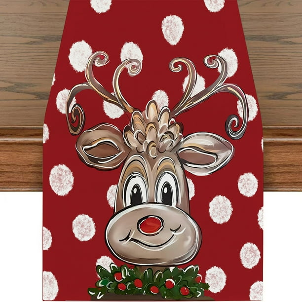 4 piezas de caminos de mesa con decoraciones navideñas, decoraciones de mesa navideñas de invierno, camino de mesa festivo para fiesta de cumpleaños, cocina