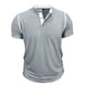 thumbnail image 4 of Ceisia Men's Slim Fit Stretch Stand-Up Collar Short Sleeve Shirt - Solid Color with Contrast Trim Gray XXL Gifts, 4 of 7