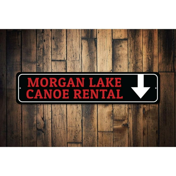 Canoe Rental arrow Novelty Sign, Metal Wall Decor - 4x18 inches