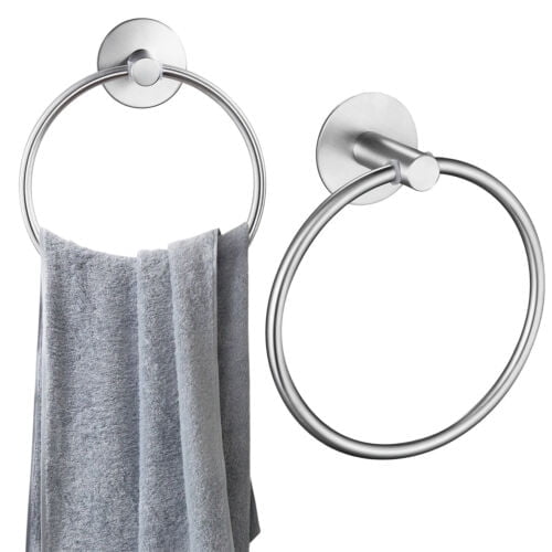 Yardwe 3-Pack Self-Adhesive White Plastic Towel Rings – Wall-Mounted For Bathroom & Kitchen