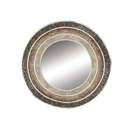 Decmode Traditional 30 Inch Wooden Mosaic Wall Mirror, Brow, Black, Silver