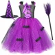 thumbnail image 2 of Disfraz de bruja para niñas, vestido de tutú de Halloween para niñas pequeñas, disfraz de bruja malvada de cuento de hadas, vestidos de fiesta de carnaval para niñas, 2 of 5