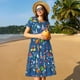 thumbnail image 4 of Fotbe Different Chemical Things Vestido Largo de Moda para Mujer, Vestido Tipo Camiseta con Manga Corta y Estilo Casual a Rayas y Bloques de Color, 4 of 6