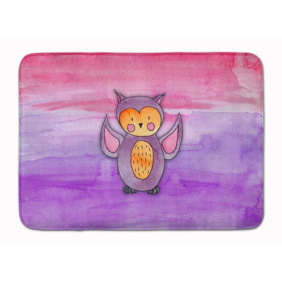 Pink and Purple Owl Watercolor Machine Washable Memory Foam Mat