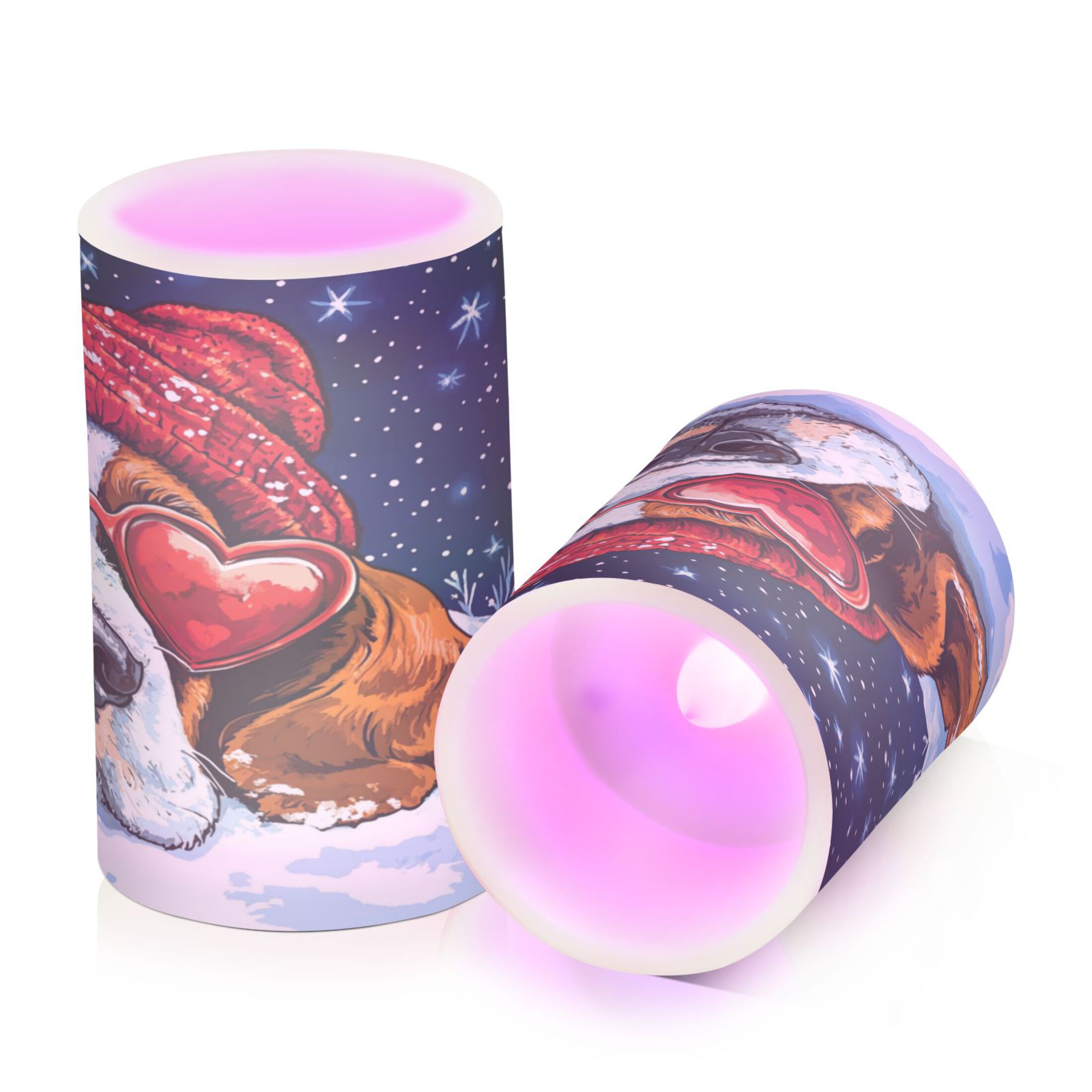 Wobogo Snow Basset Hound Combo Flameless Flickering Candle Light with Remote Control and Timer for Romantic Atmosphere