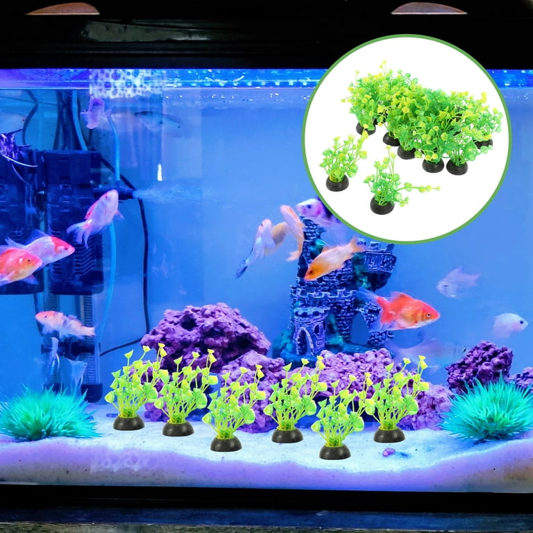 60 Pcs Fish Decorations for Tank Fish Plant Decor Plastic Fish Tank Plants  Small Fish Tank Decorations