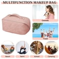 thumbnail image 5 of Bolsa de cosméticos de viaje para mujer, bolsa de maquillaje plana abierta, bolsa de cosméticos de cuero impermeable, bolsa de aseo de viaje de almacenamiento multifuncional, 5 of 5