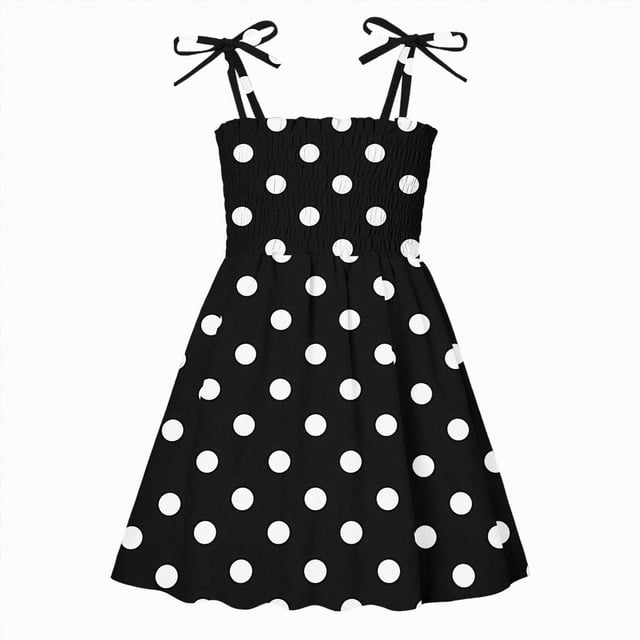 gdxvjhbj Robe Tout-Petit Robe Fillette Tout-Petit Robe Sans Manches à Volants pour Filles Tenues d'Été Robe de Plage 18 24 Mois (Noir,18-24 Months)