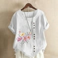 thumbnail image 2 of IROINNID Women 2023 Summer Print Regular Button Loose Round Neck Short Sleeve Women Comfy Short Sleeves Top, 2 of 5