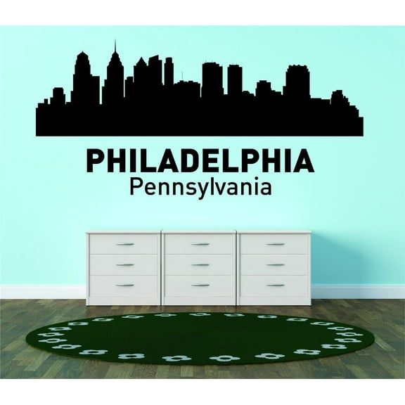 Wall Design Pieces Philadelphia Pennsylvania United States Major City Geographical Map Landmark 30x64