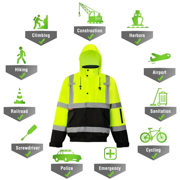 Ameri　3WAY CONSTRUCTION JACKET TCCFCCT Safety Jackets for Men, Class 3 High Visibility