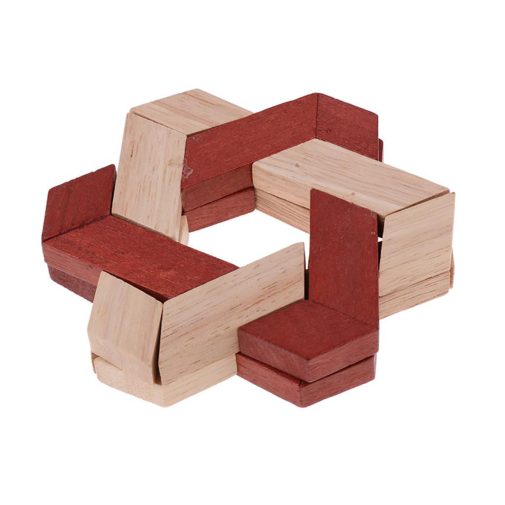 4 x Chinese Classic Intelligence Toy 3D Wooden Brain Teaser Puzzle for Kids 