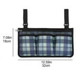thumbnail image 3 of Wheelchair bag with pockets (blue plaid) - electric wheelchair universal waterproof armrest side pocket, mobile scooter, walker, accessories,, 3 of 5