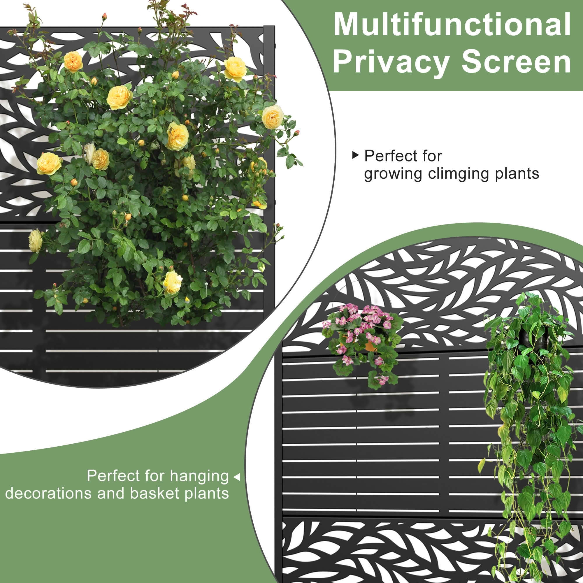 MAYEERTY 72x47x16 Inch Black Metal Planter Box with Trellis for Outdoor Garden & Patio