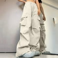 thumbnail image 2 of Cargo Pants Women qolati Baggy Stretchy Regular Fit Straight Wide Leg Y2k Pants Casual High Waisted Streetwear Lounge Jogger Trousers with Pockets, 2 of 6