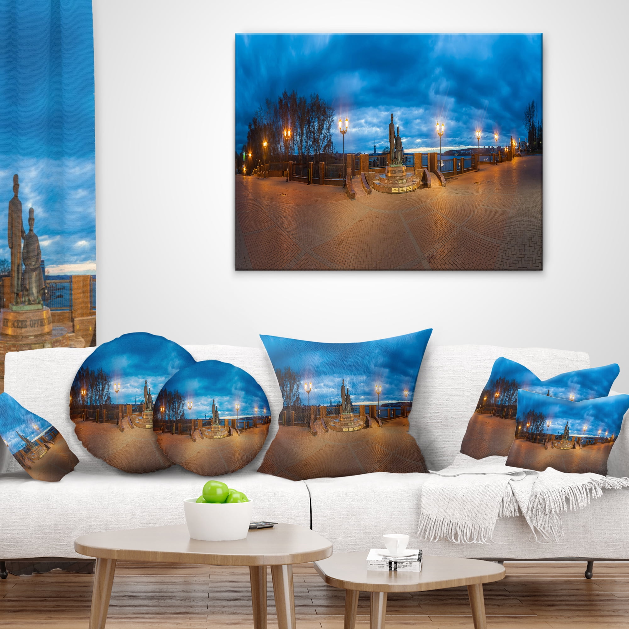 Designart Monument to Armories Panorama - Landscape Printed Throw Pillow - 12x20