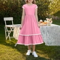 thumbnail image 6 of MKOSPLRT Maxi Dresses for Girl 5-15 Years Short Sleeve Crew Neck Wedding Dresses Ruffle Party A Line Dresses with Pockets, 6 of 9