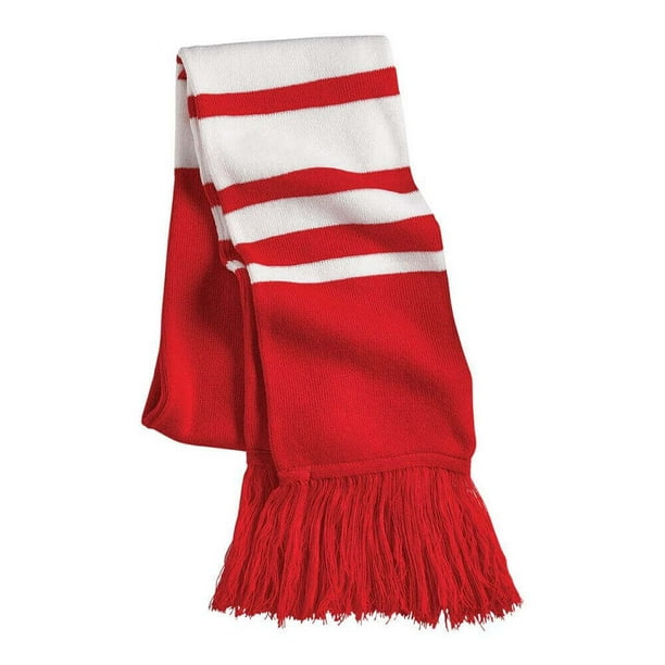 Couver Rugby Striped Knit Fringe Scarf Cashmere Feel 100 acrylic (Red/ White) Walmart