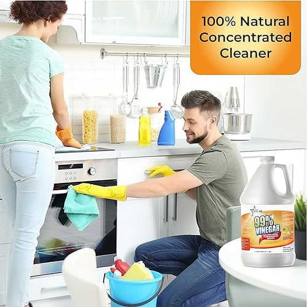 Stellar Chemical - 99% Pure Vinegar - 100% Natural Concentrated Cleaner - Dilutes to 20 Gallons - 20x Power Vinegar - 4 Gallons