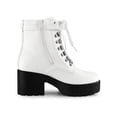 thumbnail image 3 of BLISSFUL STEP Women's Boots Zip Block Heel Platform Ankle Combat Boots White 7, 3 of 8