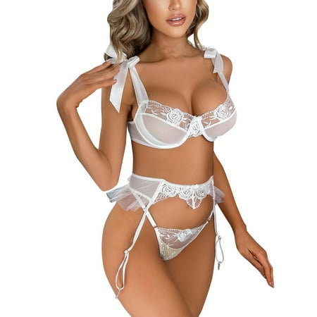 

GWAABD Lingerie for Boudoir Lingerie for Women Hollow Out Floral Lace Bodysuit Lingerie Deep V Underwear