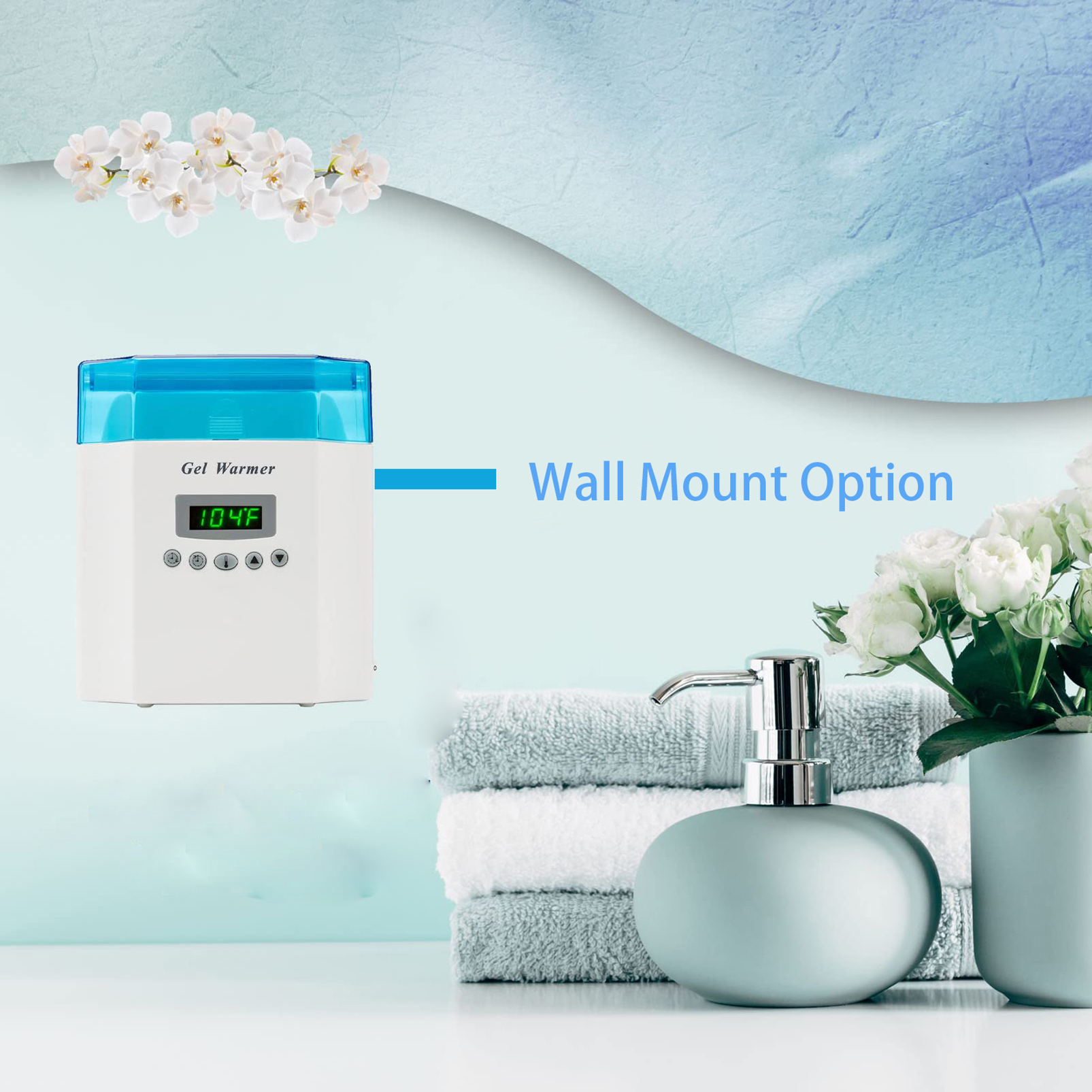 2-Bottle Gel Warmer with Precision Digital Display, Built in Timer, Heater for Massage Cream, Baby Lotion, & Oils, Wall Mountable & Freestanding Option, Adjustable Temperature, for Home & Spa