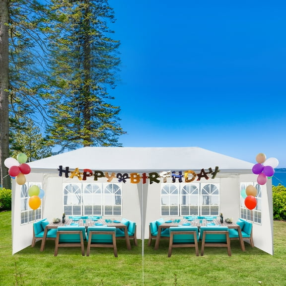 HiiKaa 10'x20' Outdoor White Waterproof Gazebo Canopy Party Tent with 4 Removable Sidewalls Windows Carpas para Patio for Weddings Events Beach BBQ Parties
