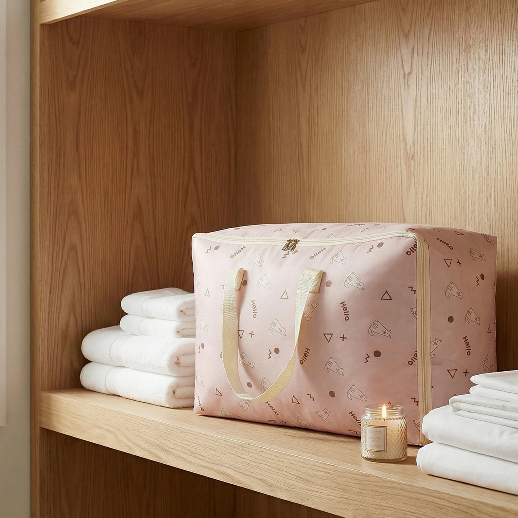Unique Bargains Clothes Storage Bags for Organizing Clothing Light Pink 21.3"x13"x7.5"