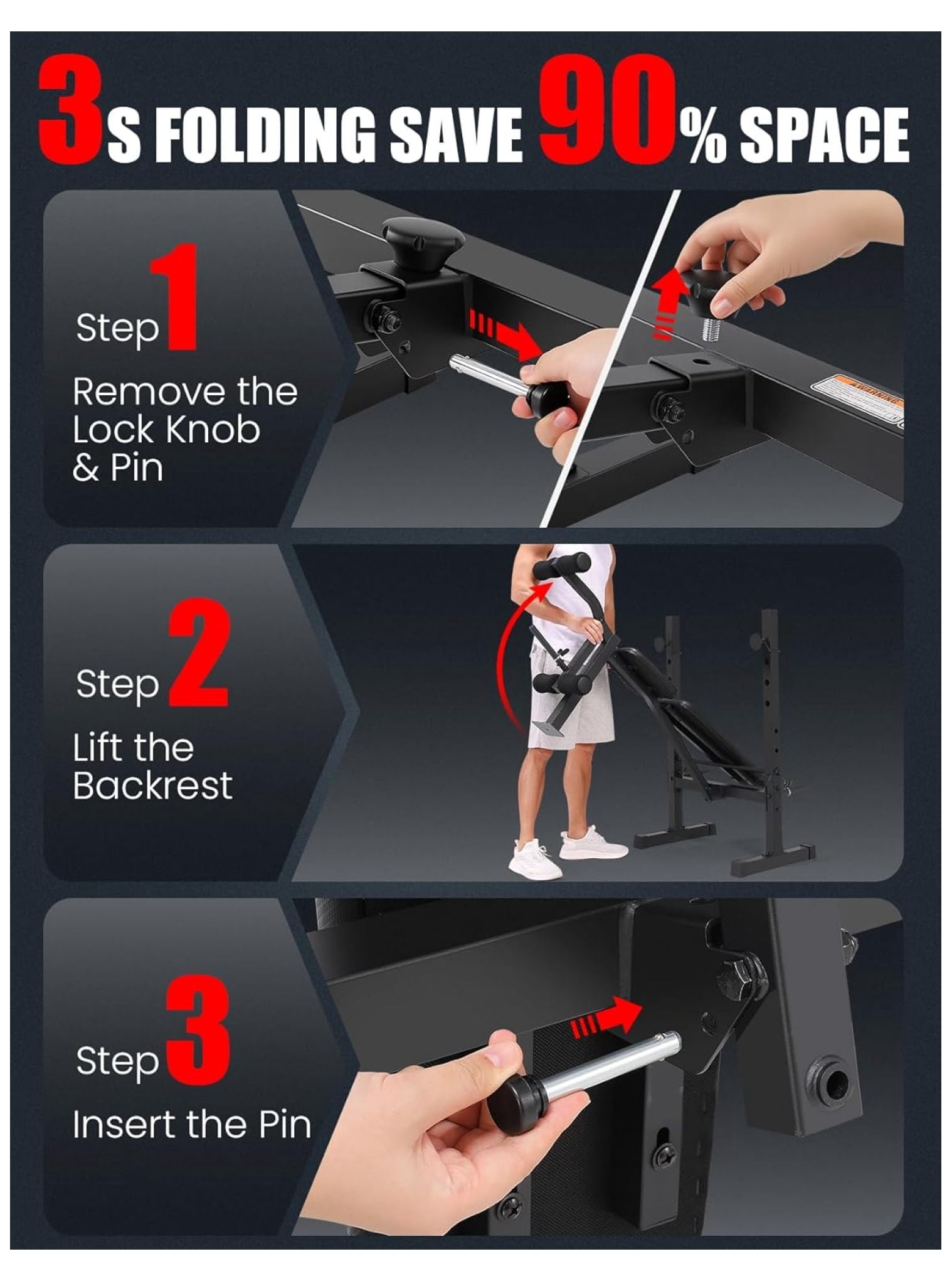 Adjustable Weight Bench with Squat Rack & Leg Extension - 600LBS Full Body Workout - Folding Home Gym Equipment