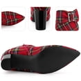 thumbnail image 7 of BLISSFUL STEP Halloween Women's Plaid Chunky Heel Pointy Toe Rhinestone Bow Ankle Boots Red 11, 7 of 7
