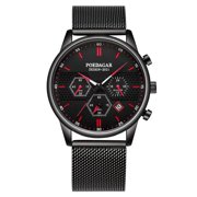 POEDAGAR Men Watch Sport Chronograph Waterproof Luminous Date Wristwatch Fashion Ultra Thin Mesh Belt Men's Watches