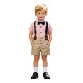 thumbnail image 3 of Baby Boys Gentleman Outfits Suits Shirt Shorts Bow Tie Suspenders, 3 of 9