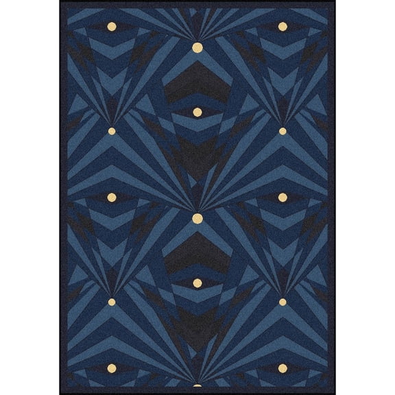 Any Day Matinee - Theater Area Rugs Deco Strobe, 7'8" x 10'9", Navy