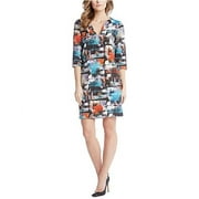 Karen Kane Brushstroke-Print Shift Dress (Multicoloured, XL)