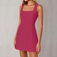 thumbnail image 4 of Cagogo Women's Sexy Square Neck Bodycon Mini Dress Sleeveless Slim Fit Backless Short Dresses Fashion Going Out Summer Wear, 4 of 9