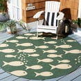 thumbnail image 2 of SAFAVIEH Courtyard Trena Fishes Indoor/Outdoor Area Rug, Dark Green/Ivory, 4' x 4' Round, 2 of 10