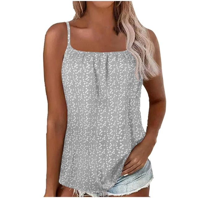 Débardeurs Femmes, Mode Décontractée Sans Manches Imprimé Col Rond Camisole Blouse