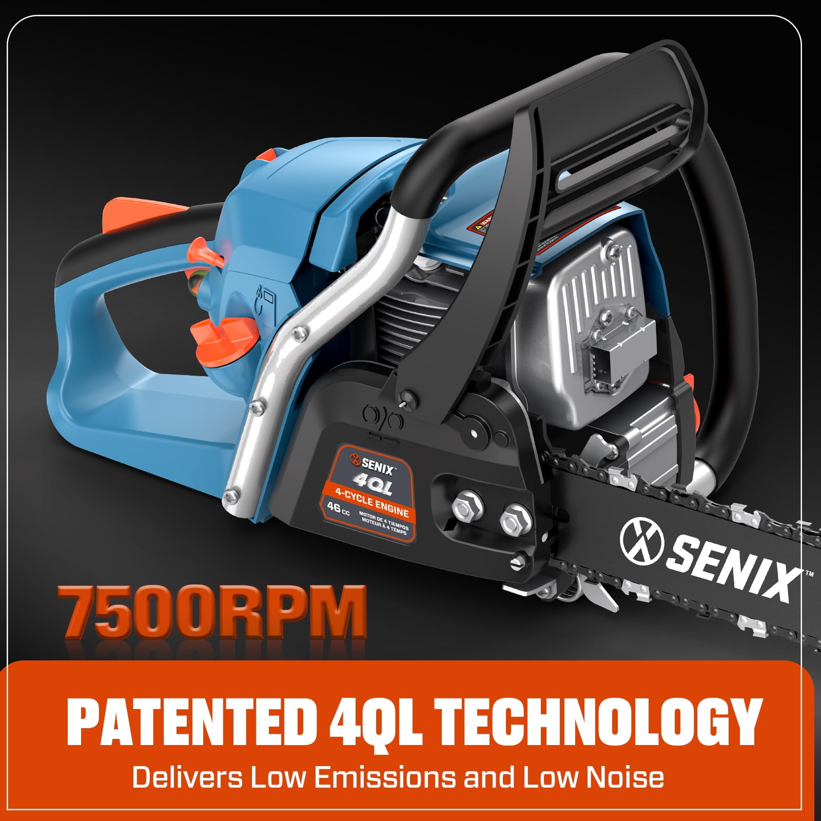 SENIX 16-Inch 46cc 4-Cycle Gas Chainsaw with Oregon Bar and Chain