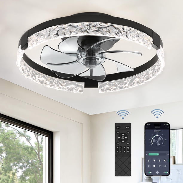 Ventilador de techo ZMISHIBO de 18 pulgadas con luces y control remoto negro