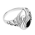 thumbnail image 3 of Majestic Swirl Swan Black Onyx Wings Sterling Silver Ring-8, 3 of 4