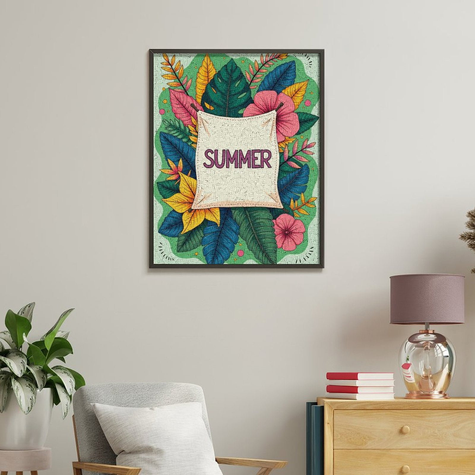 Paint By Numbers Kit for Adults Beginner - DIY Tropical Floral Summer Art Canvas Painting Kits for Adults, Frameless Paint By Number for Adults for Home Wall Decor 16x20 Inch